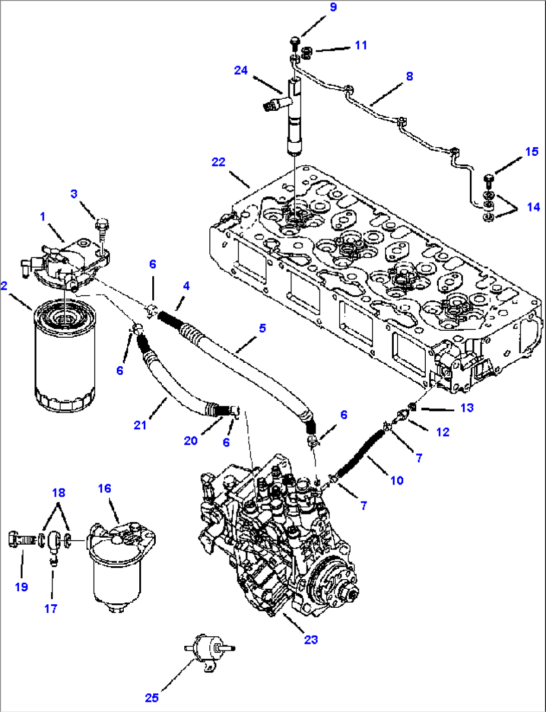 FIG. A0130-01A1 ENGINE - FUEL LINES AND SPIN-ON FUEL FILTER