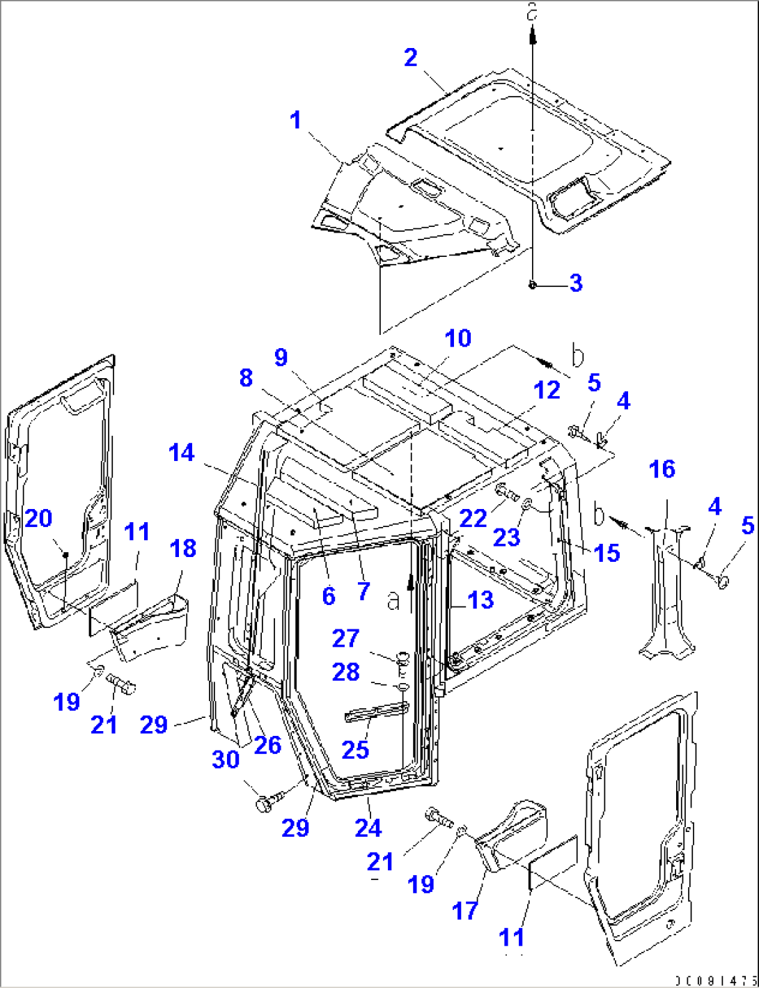 CAB (ROOF LINING AND GARNISH) (WITHOUT RADIO)(#26018-)