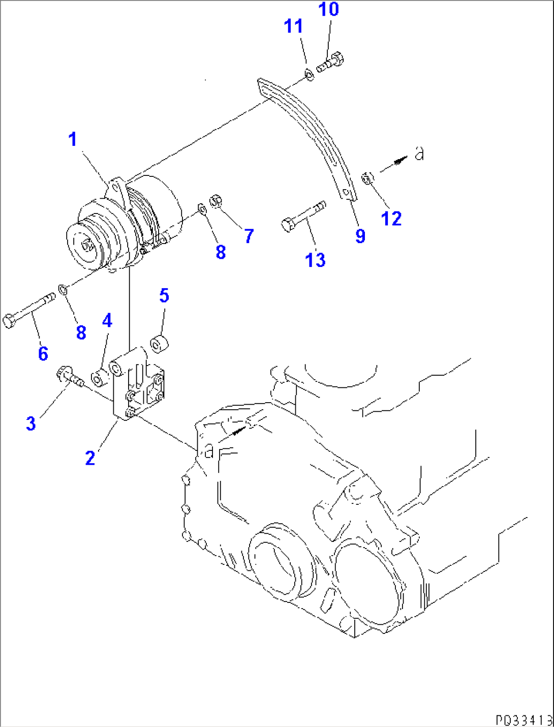 ALTERNATOR AND MOUNTING (35A) (WITH HARDENING PULLEY)