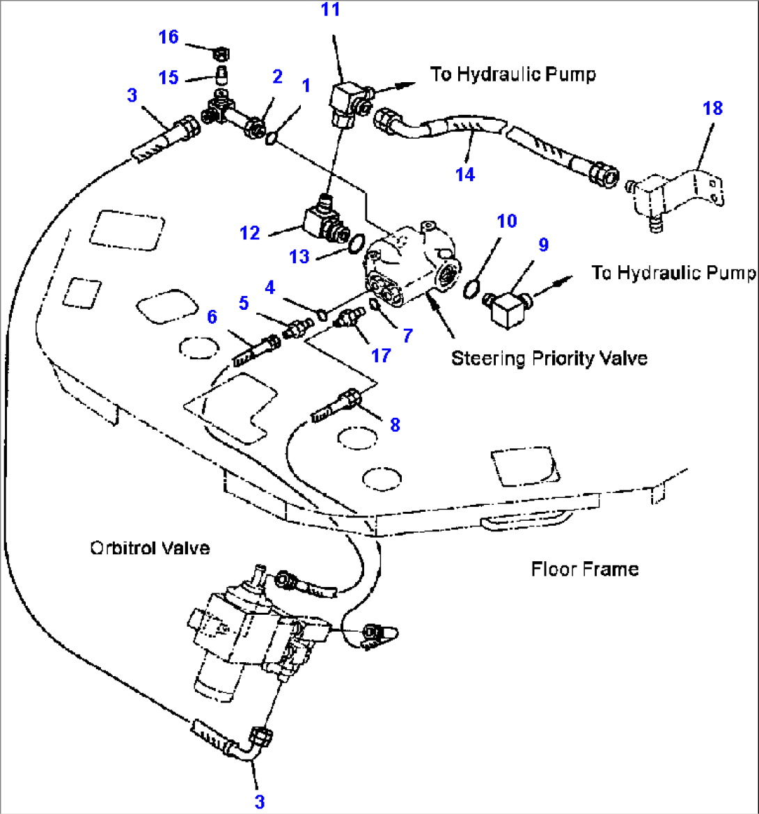FIG. H0122-02A0 STEERING - PIPING - PRIORITY VALVE