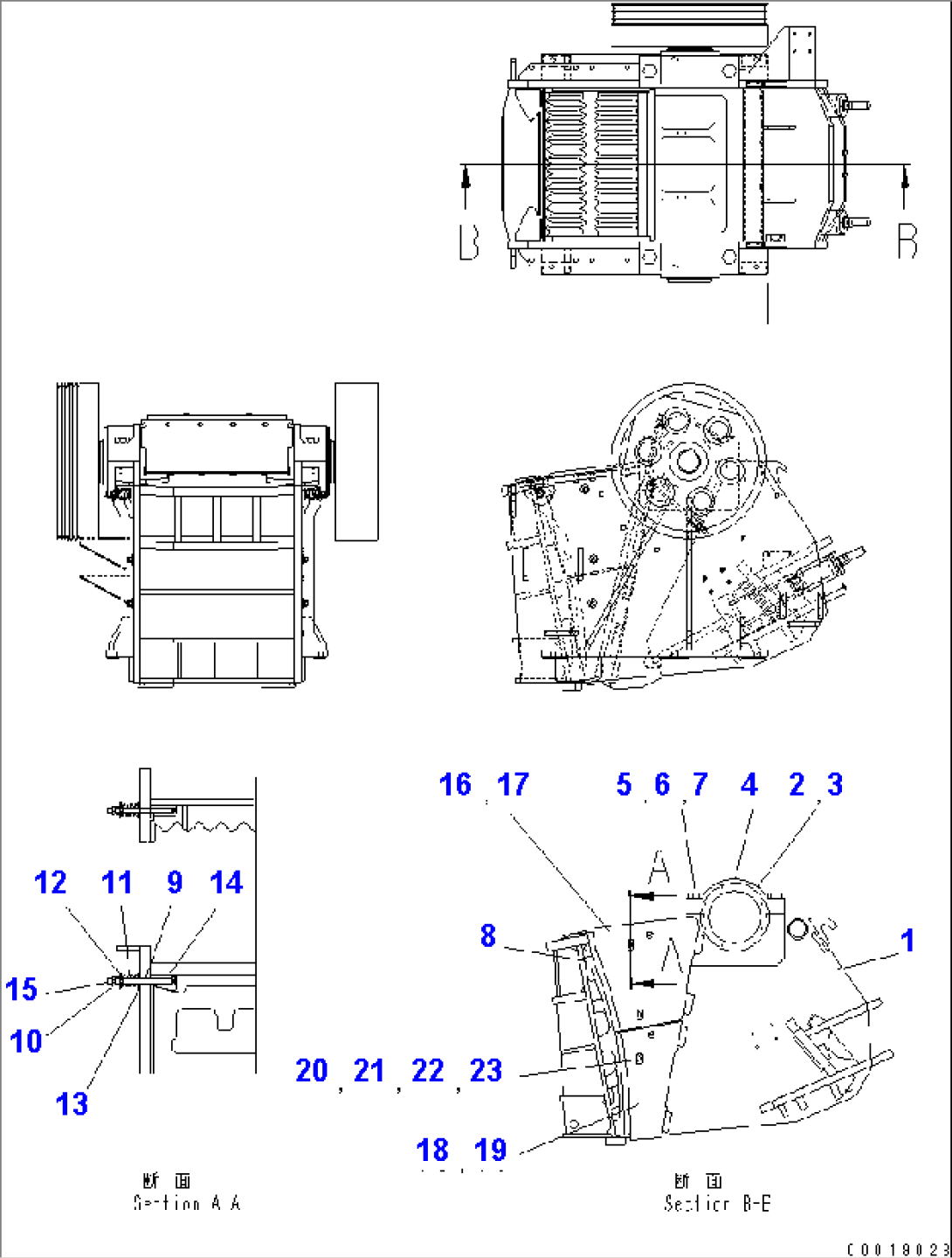 JAW CRUSHER (CRUSHER) (FLAT TEETH) (INNER PARTS¤ 1/4)