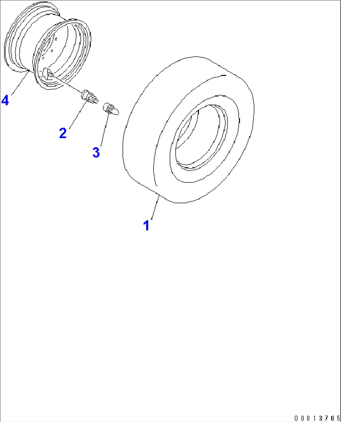 RIM AND TIRE (FOR 15.5/60-18-8PR TUBELESS TIRE)