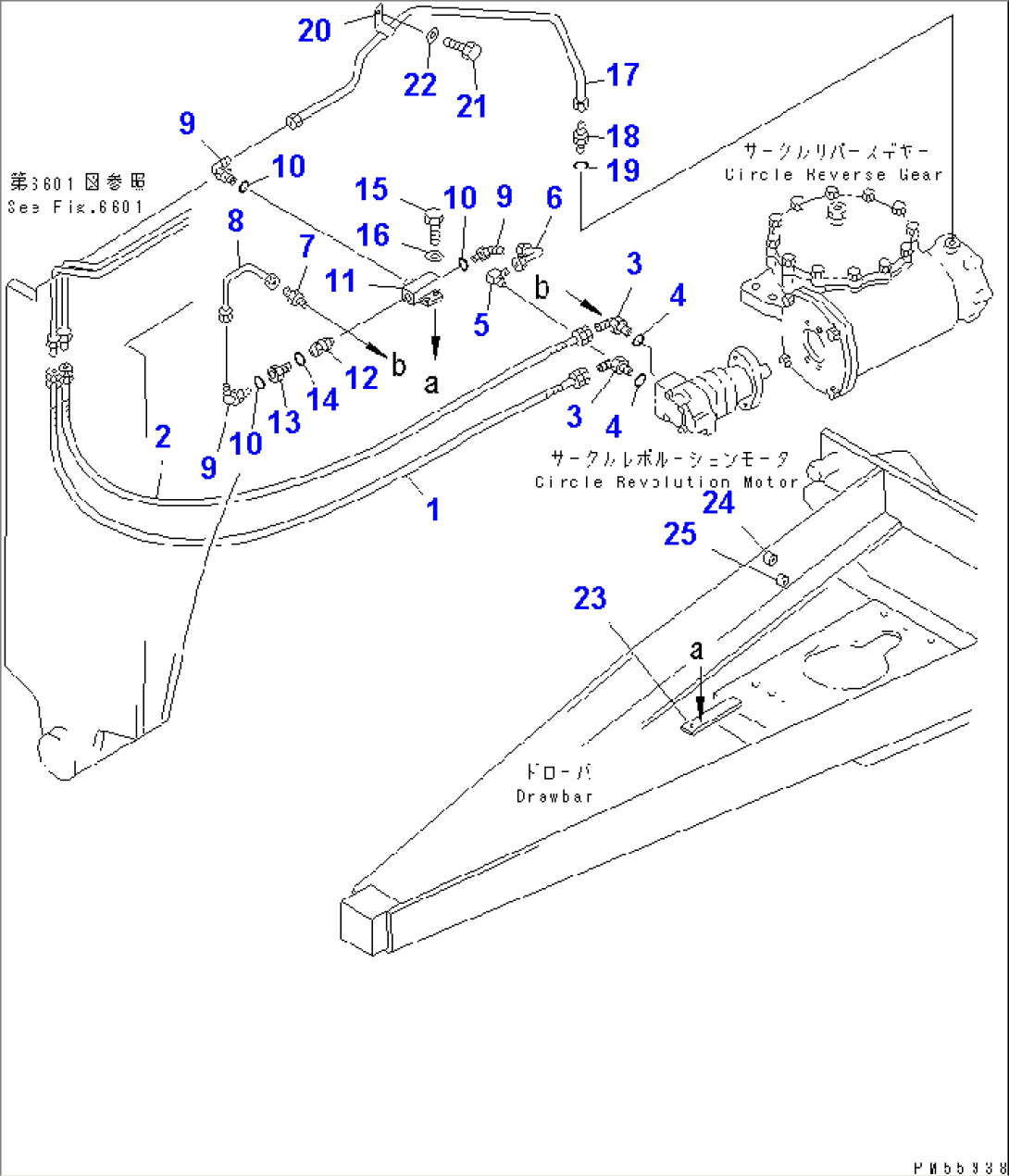 HYDRAULIC PIPING (HYDRAULIC MOTOR LINE) (2/2) (WITH CLUTCH TYPE CIRCLE REVERSE GEAR)(#2001-)