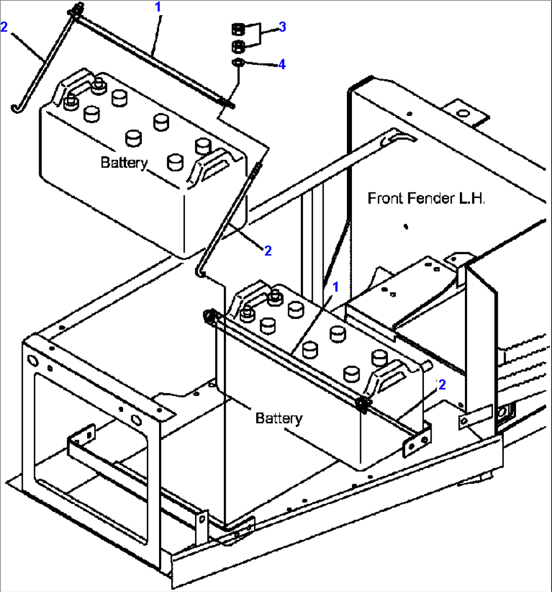 FIG. E0100-03A0 BATTERY - MOUNTING PARTS