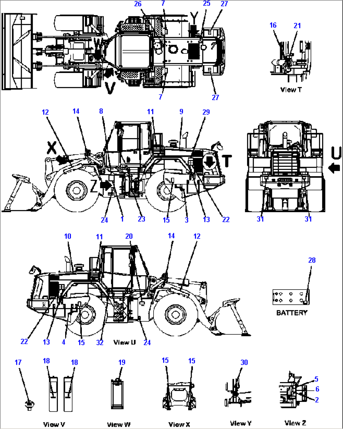 U0100-01A0 MARKS AND PLATES CHASSIS DECALS