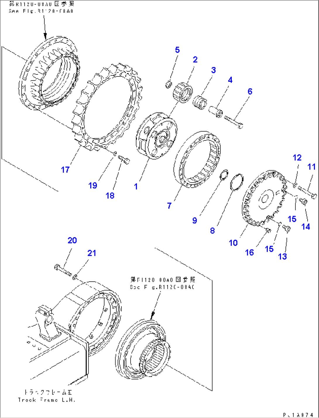 TRACK FRAME (FINAL DRIVE) (3RD CARRIER AND SPROCKET) (L.H.)(#10292-10999)