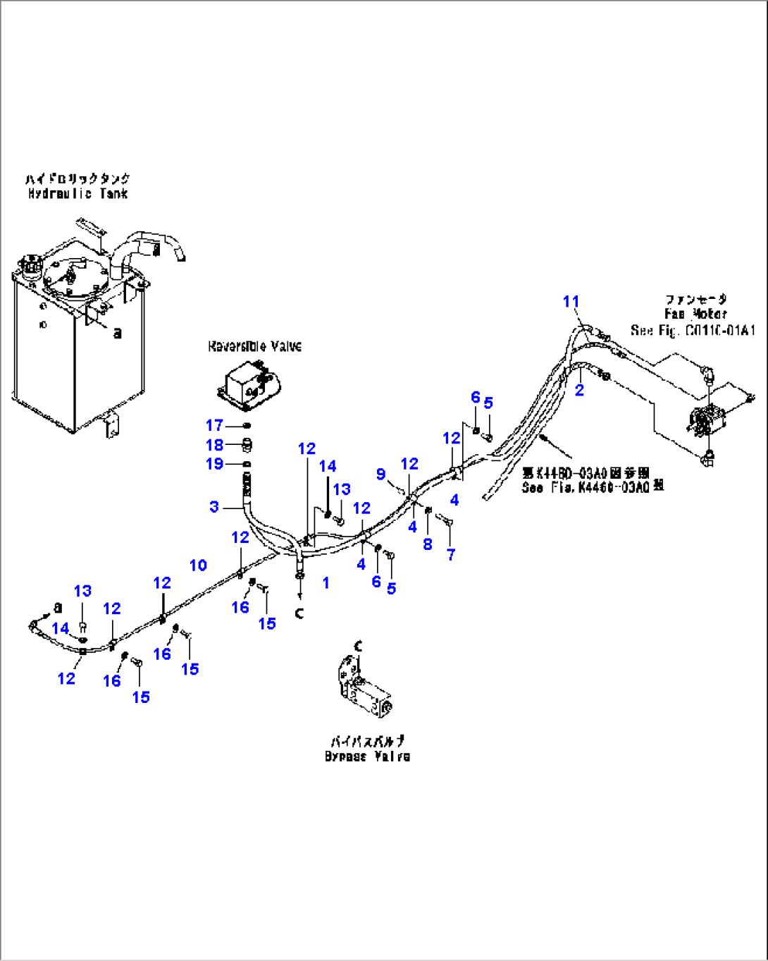 FAN DRIVE PIPING (TROPICAL SPEC) (FOR REVERSIBLE FAN) (#B11514-)