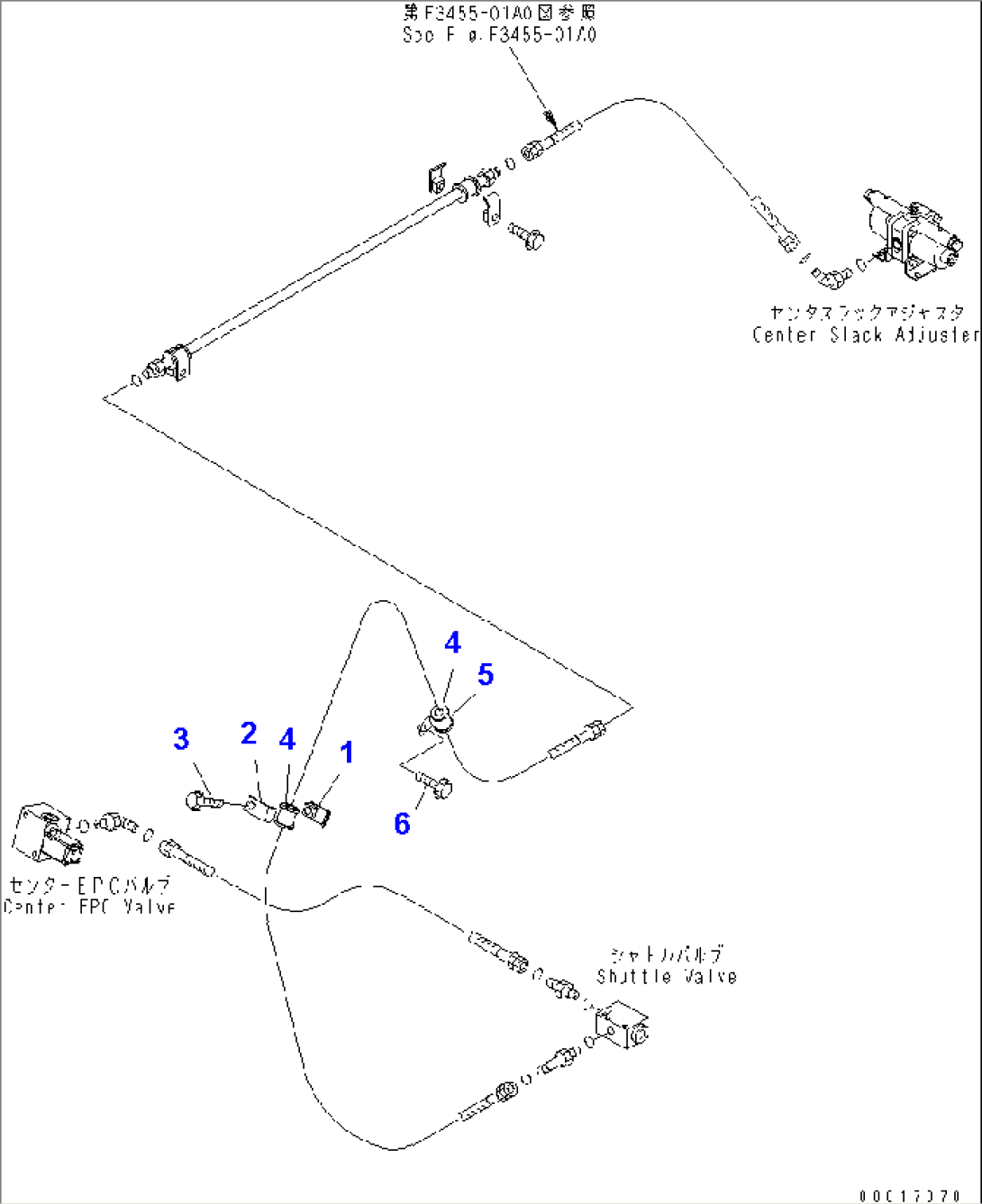 BRAKE PIPING (SHUTTLE VALVE TO CENTER AXLE)