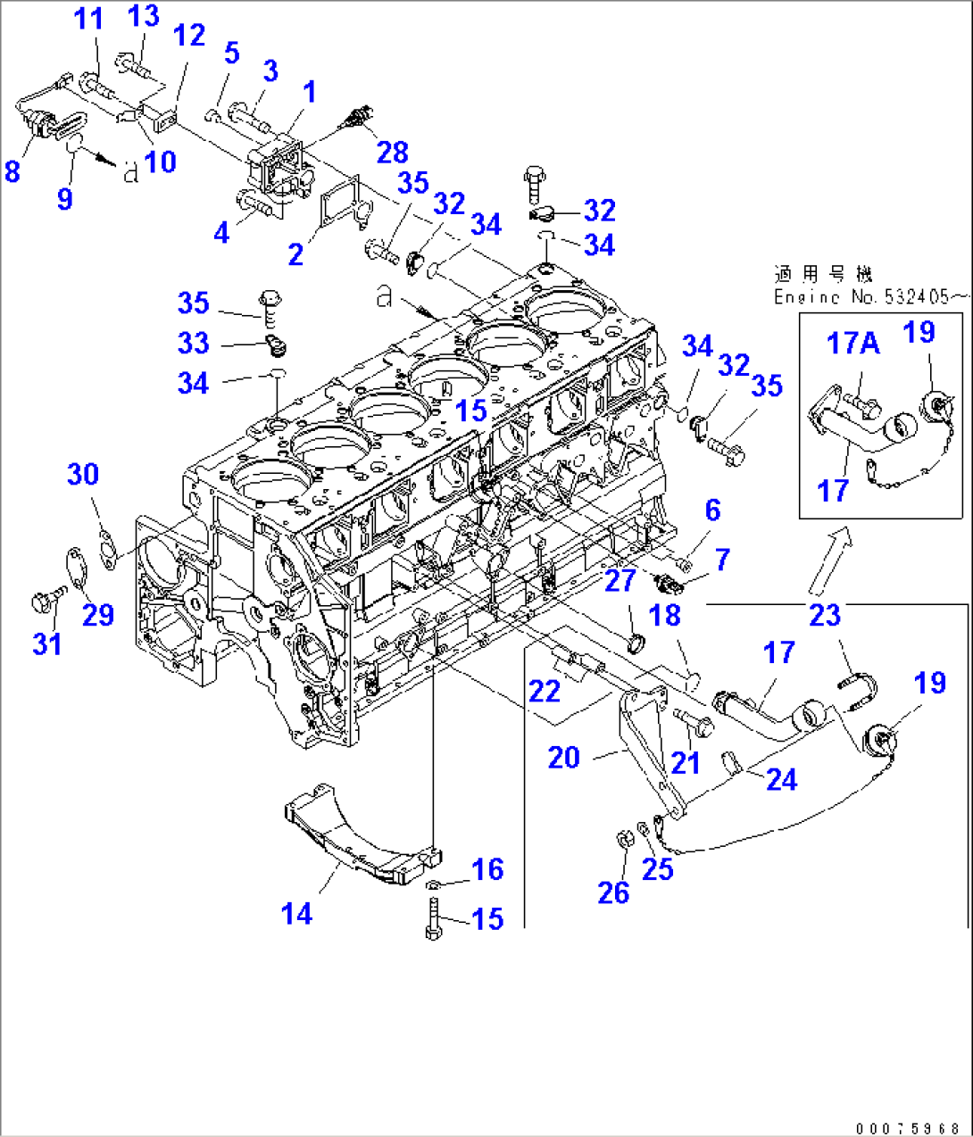 CYLINDER BLOCK ACCESSORY (OIL SENSOR AND WITH COOLANT HEATER)(#530528-)