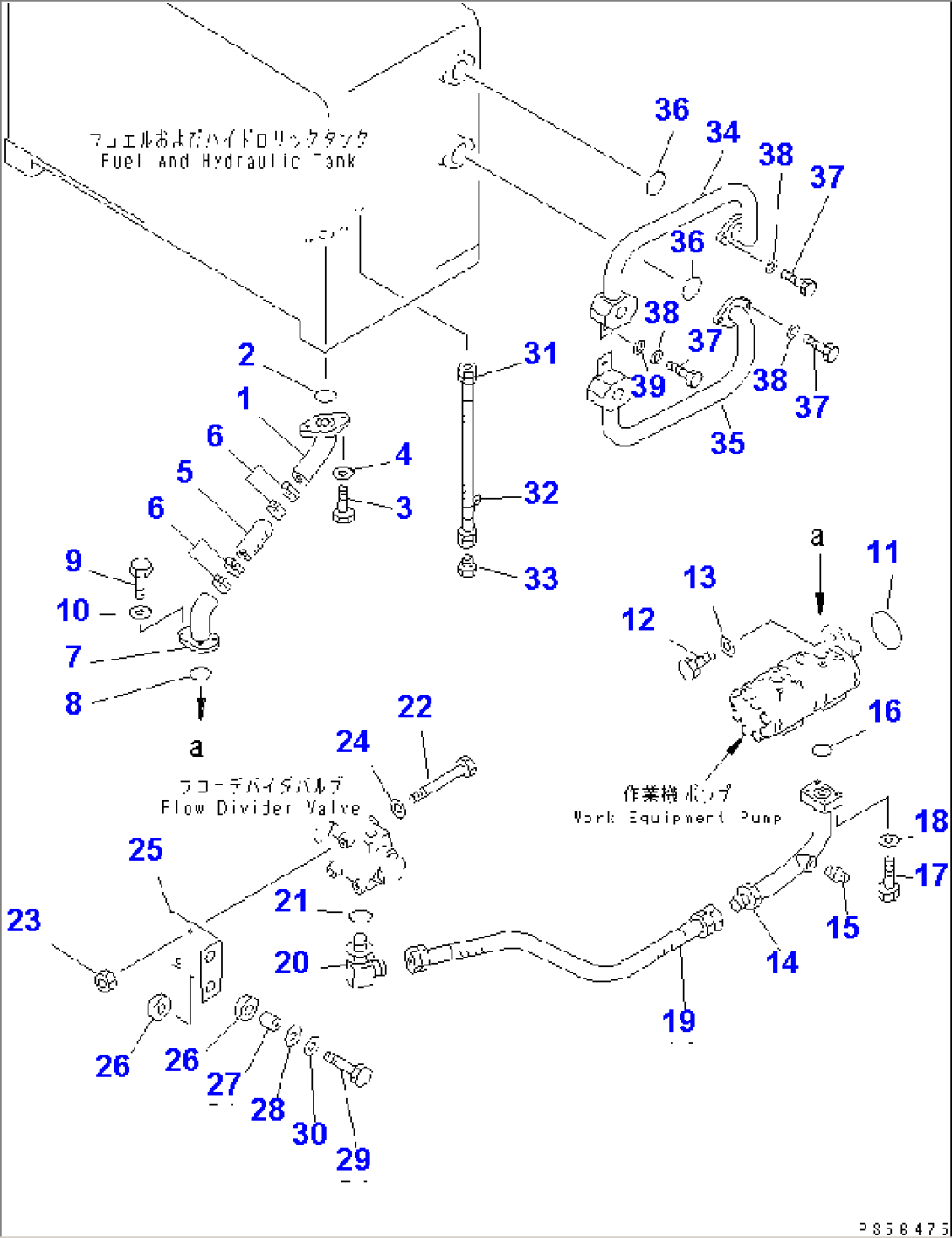 HYDRAULIC PIPING (TANK TO PUMP TO FLOW DIVIDER VALVE) (WITH SIDE WING)(#4501-)