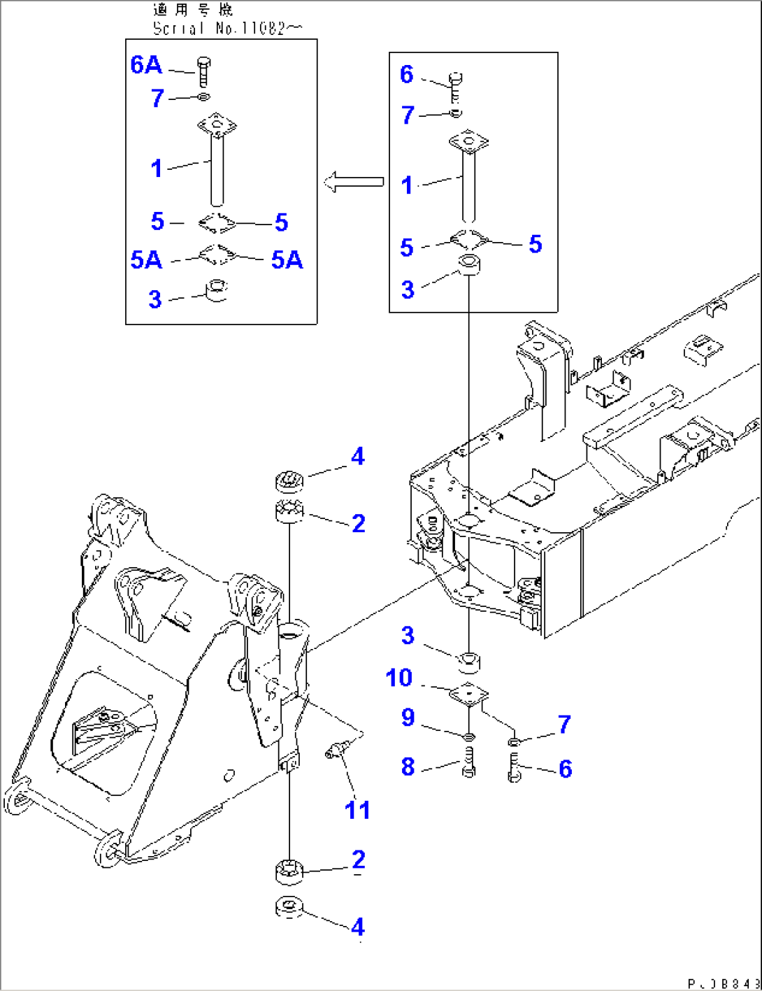 HINGE PIN (FOR FRONT AND REAR FRAME CONNECTING)(#10001-11195)