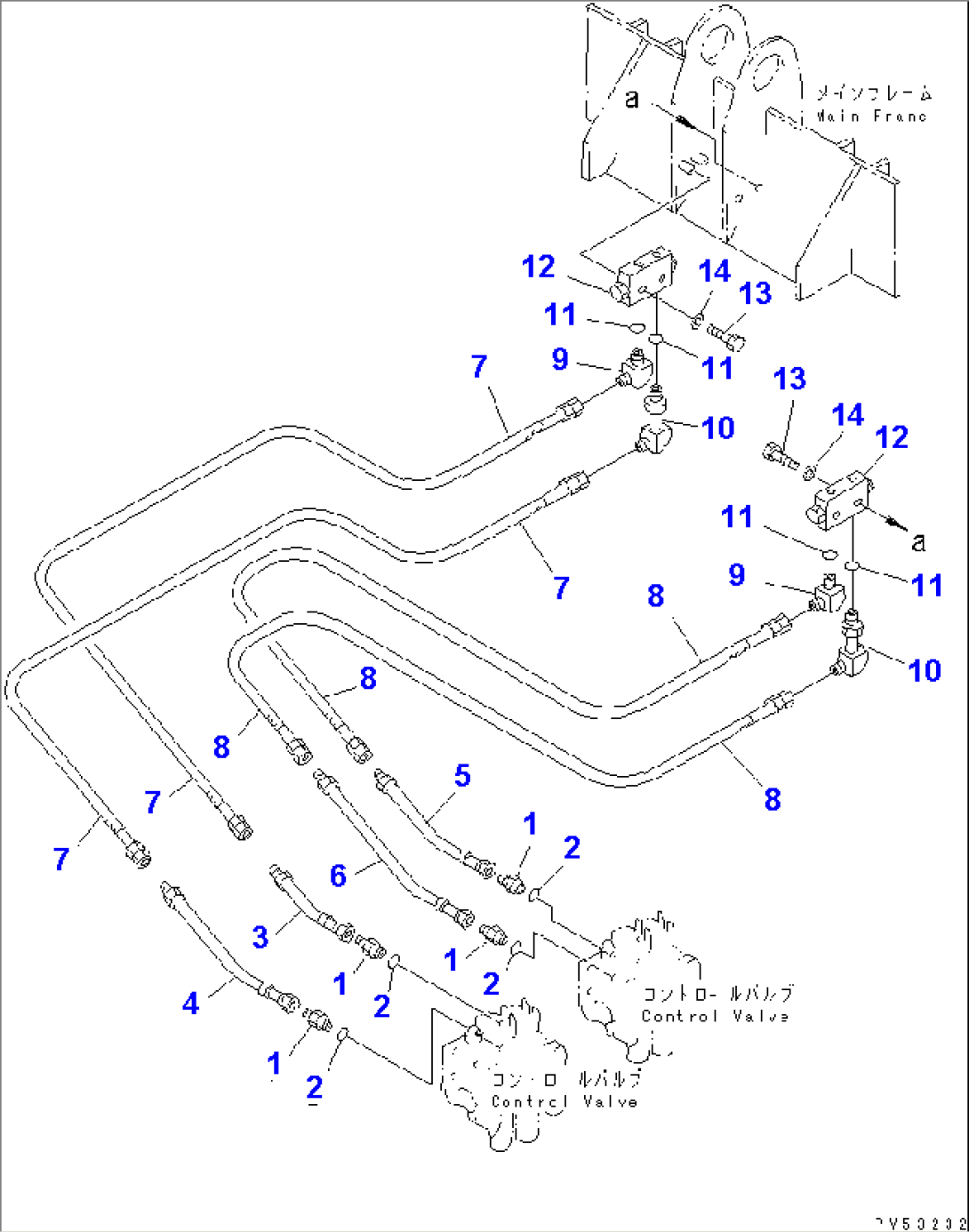 HYDRAULIC PIPING (ROTOR LIFT LINE) (1/3) (CONTROL VALVE TO PILOT CHECK VALVE)