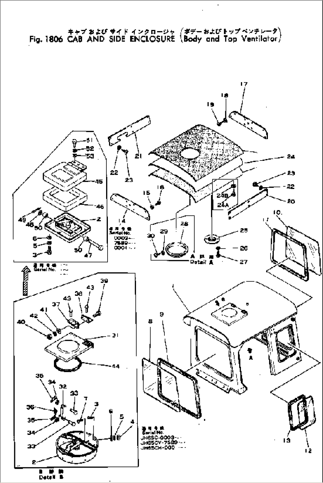 CAB AND SIDE ENCLOSURE (BODY AND TOP VENTILATOR)