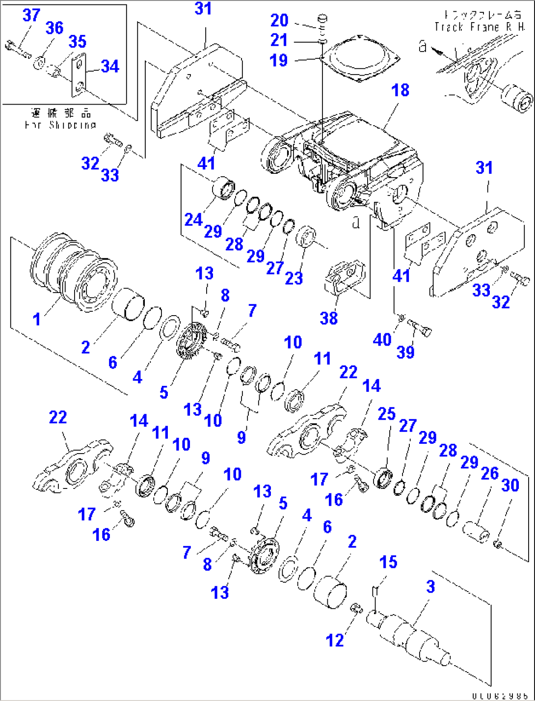 TRACK FRAME (R.H.) (2ND¤ 3RD BOGIE AND TRACK ROLLER) (FOR FULL ROLLER GUARD) (8 ROLLER)