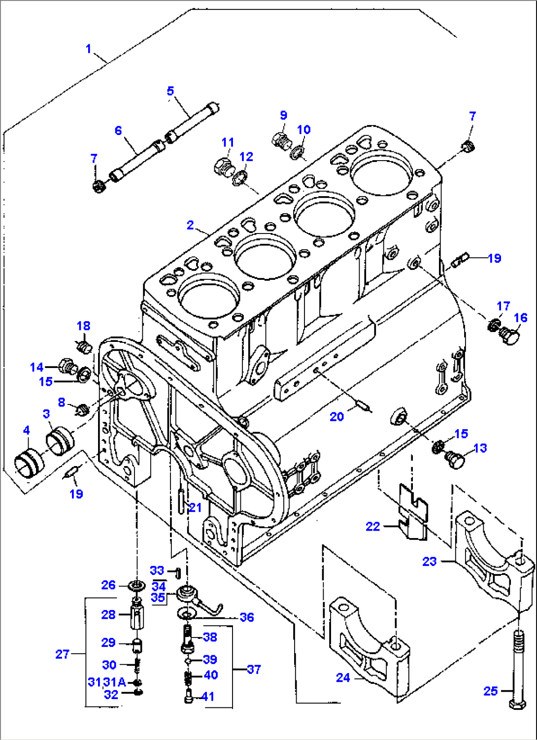 CYLINDER BLOCK AND ATTACHING PARTS