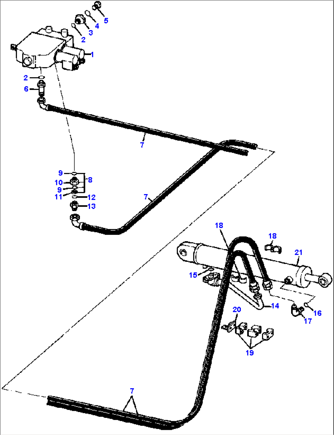 HYDRAULIC PIPING - EQUIPMENT CONTROL VALVE TO BUCKET CYLINDER (FOR MODEL 510C)