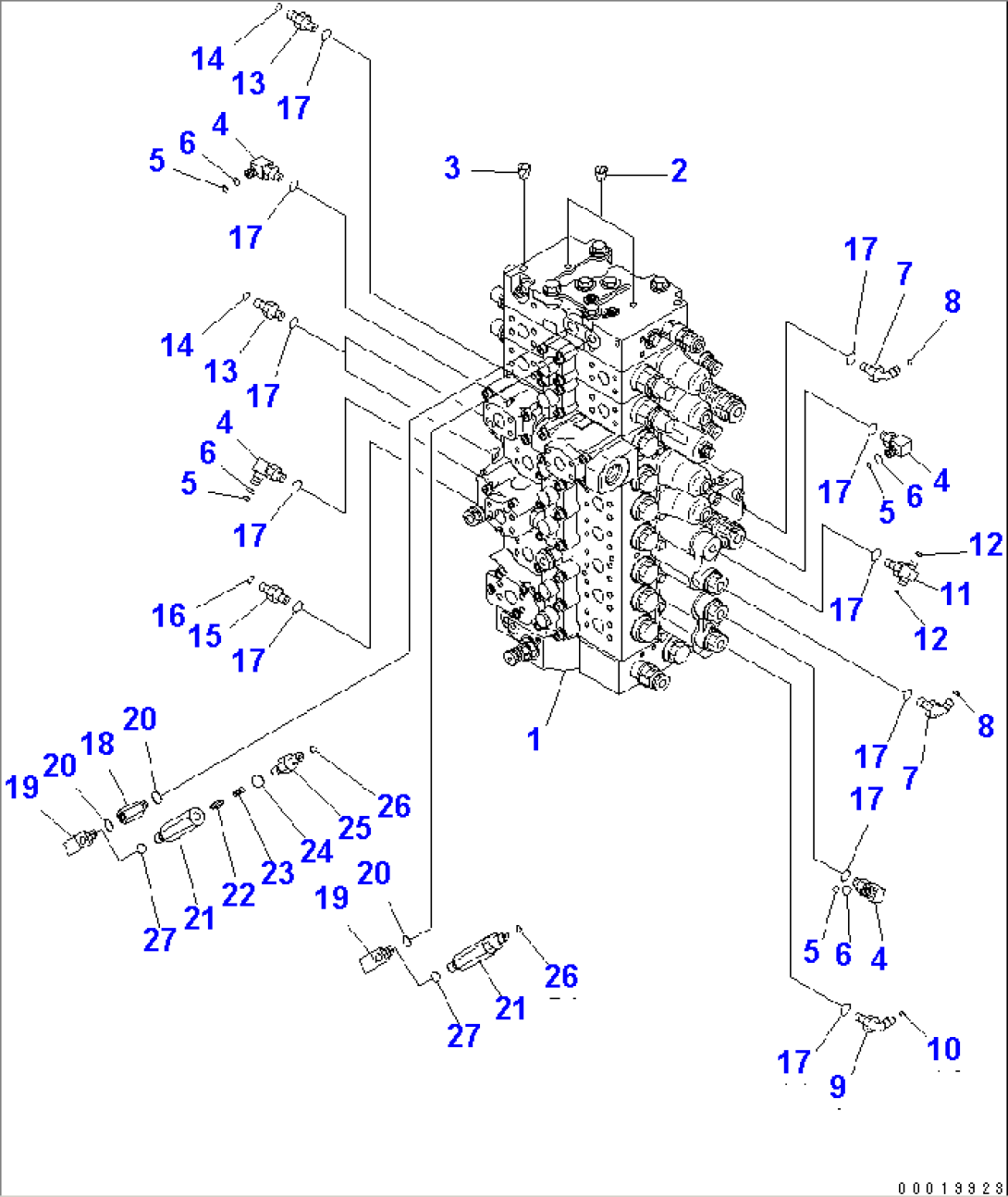 MAIN VALVE (CONNECTING PARTS) (1/2) (2 ACTUATOR)