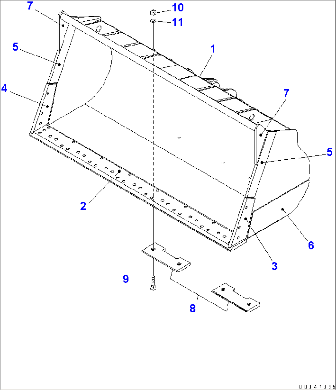BUCKET 5.0M3 (WITH SEGMENT EDGE 5.2M3)(#55001-)