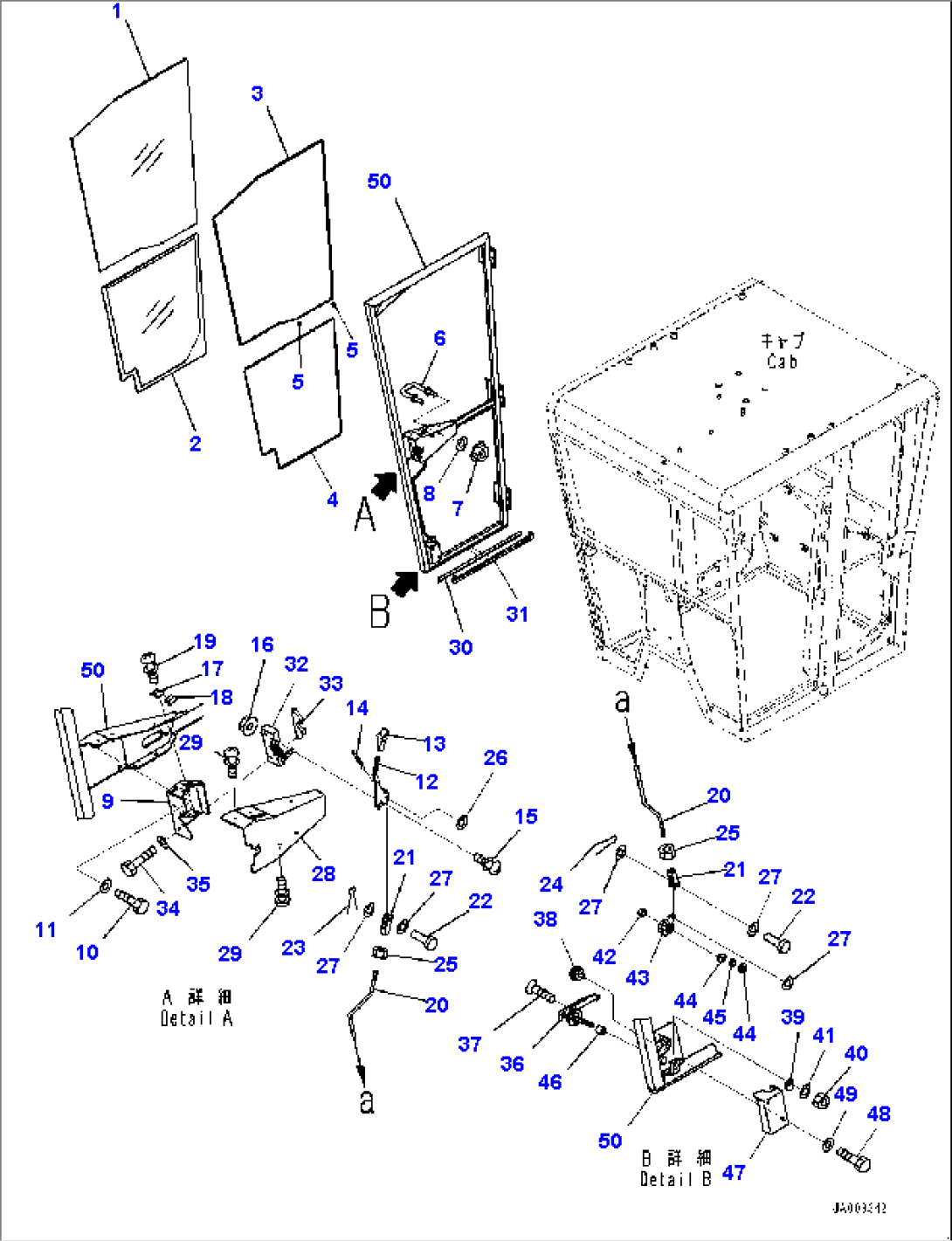 ROPS Cab, Door, R.H. (#10001-)