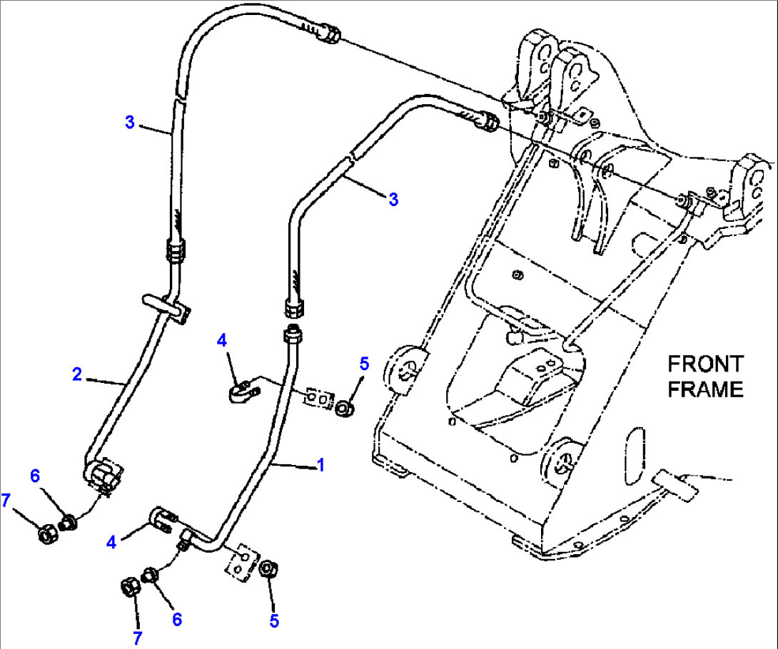 FIG. T4110-04A2 LIFT ARM AND BELLCRANK - HYDRAULIC PIPING - MACHINES WITH THREE-SPOOL CONTROL VALVE