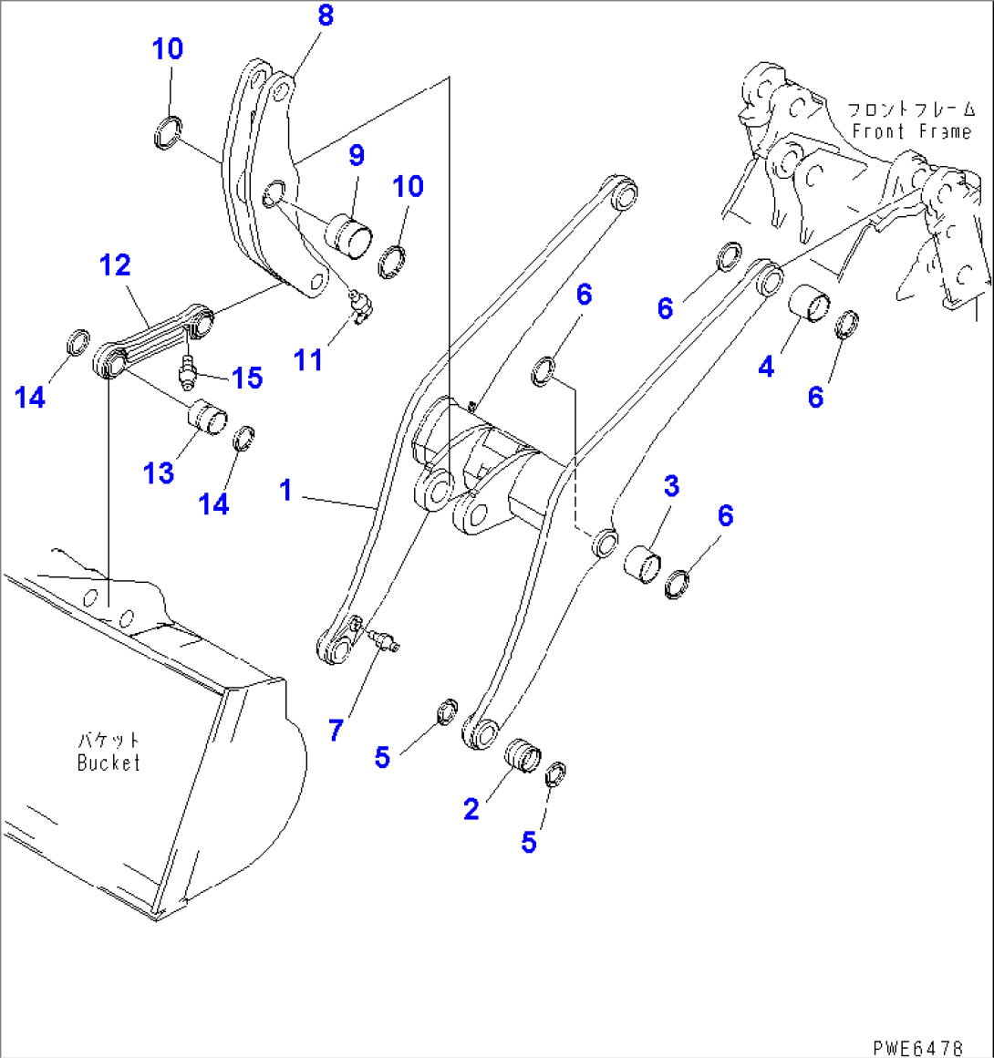 LIFT ARM AND BELLCRANK (WITH 3-SPOOL CONTROL VALVE)