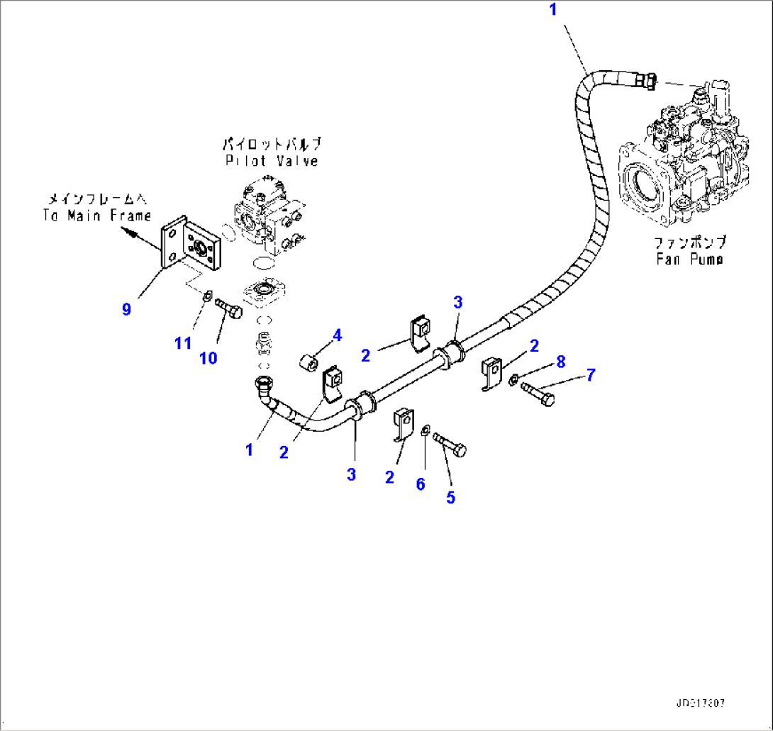 Cooling Fan Drive Piping, Delivery Piping (1/2) (#20003-)
