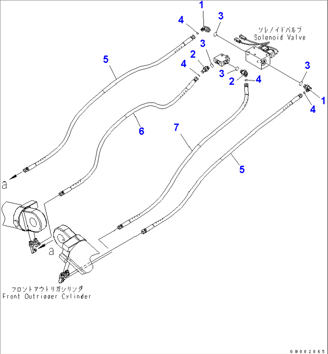 UNDER ATTACHMENT PIPING (FRONT OUTRIGGER LINE)