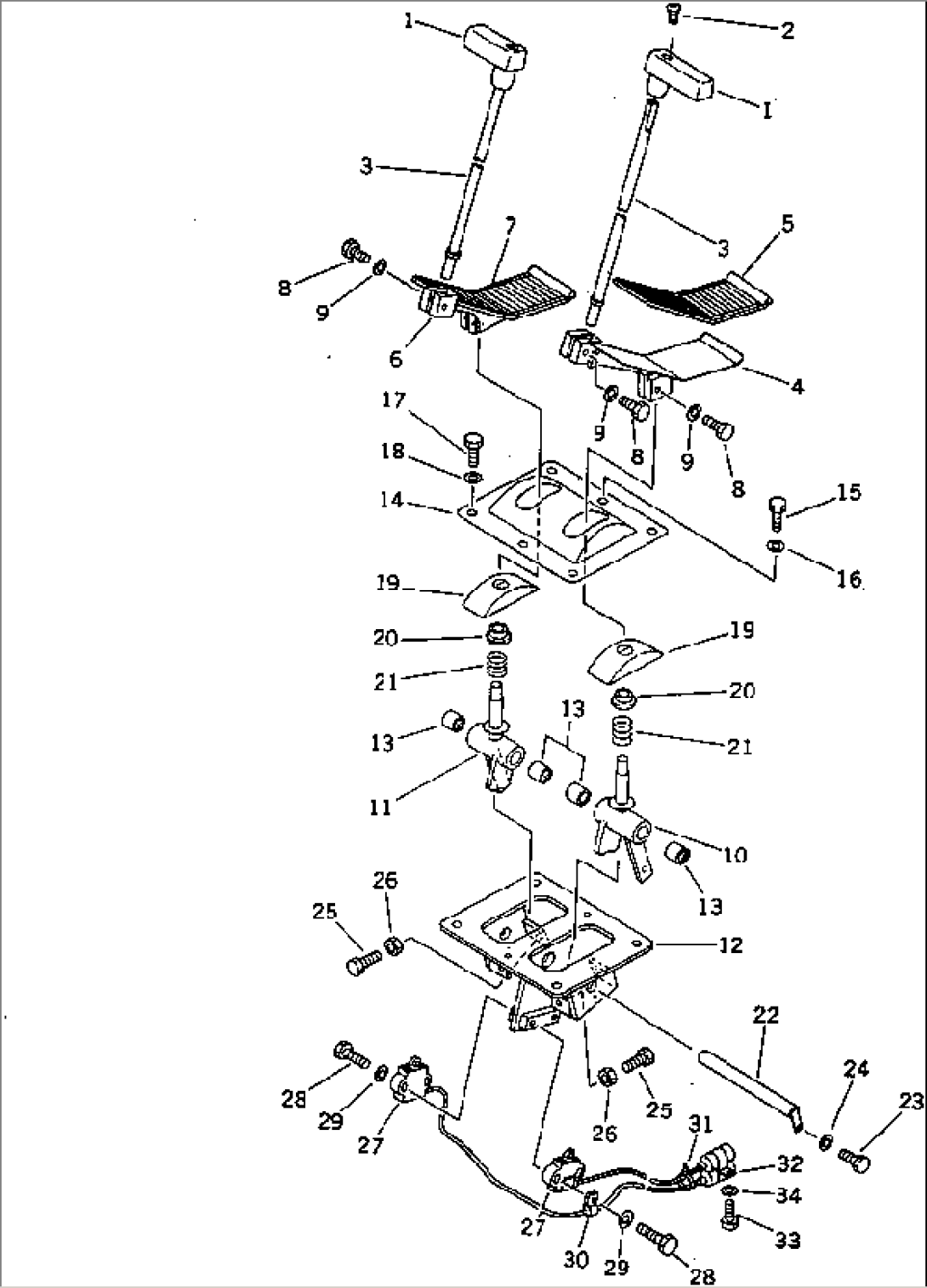 TRAVEL CONTROL LEVER AND LINKAGE (1/2) (FOR LONG LEVER CONTROL) (WITH AUTO DECELERATION)(#21191-)
