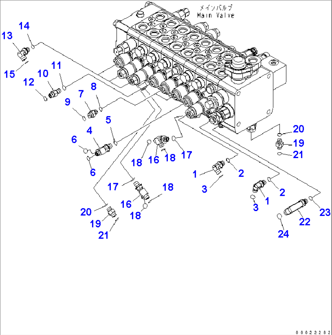 MAIN VALVE CONNECTING PARTS (3/4) (FOR 2-PIECE BOOM WITH 1 ATT.)