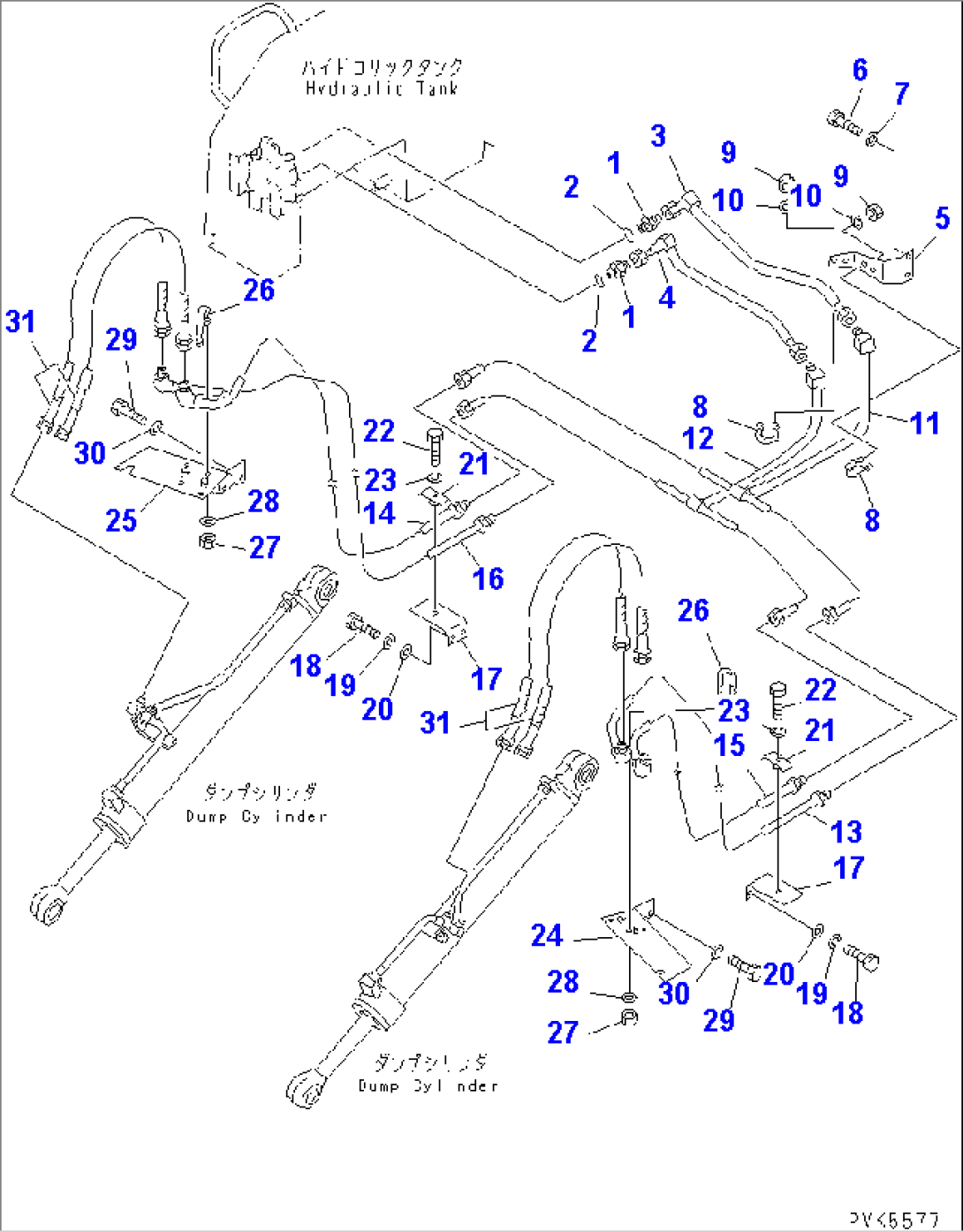 HYDRAULIC PIPING (ANGLE CYLINDER LINE) (CHASSIS SIDE)