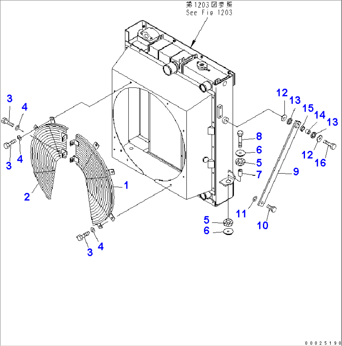 RADIATOR FAN GUARD AND RADIATOR MOUNTING PARTS(#6001-)