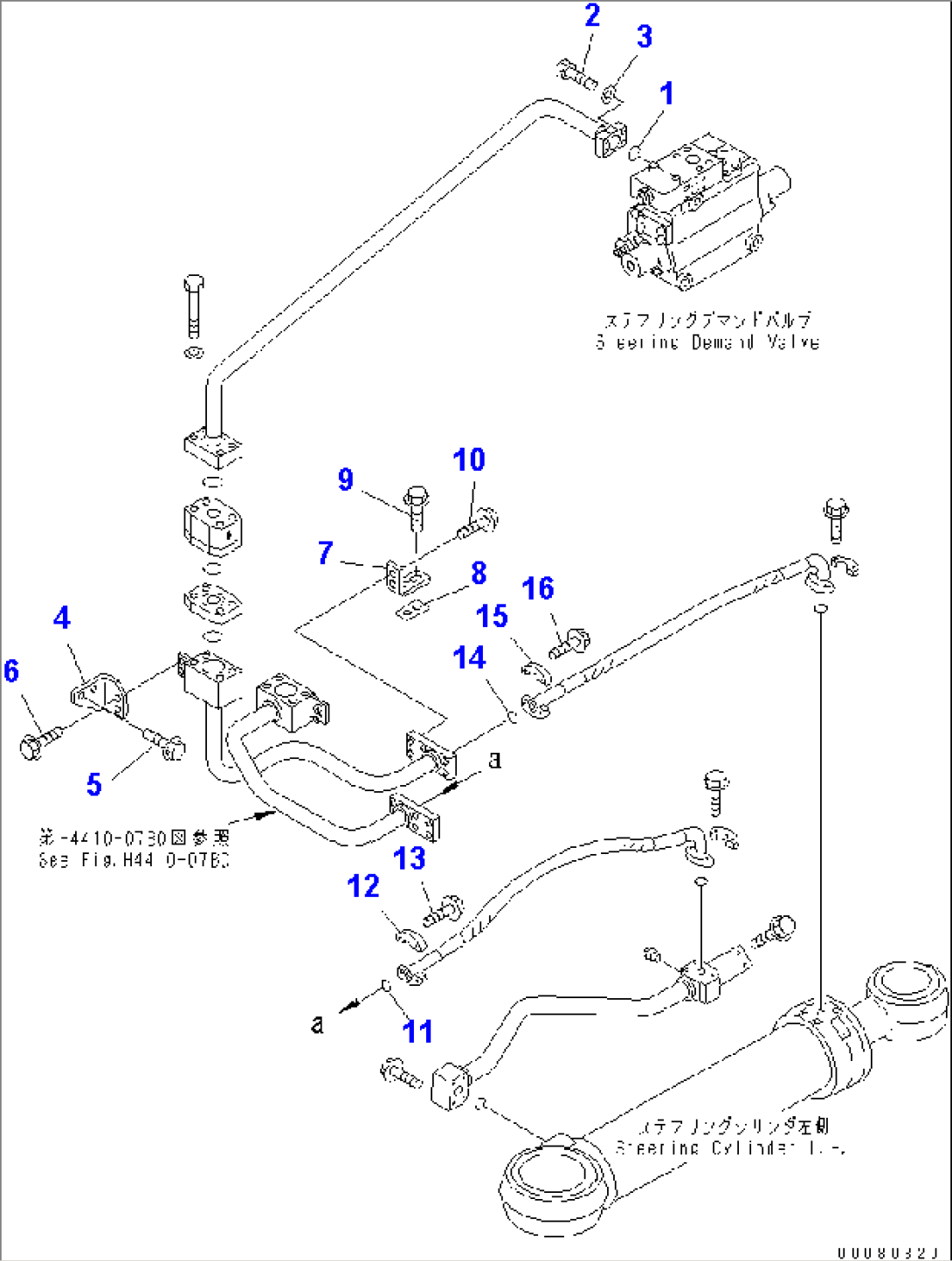 STEERING HYDRAULIC LINE (STEERING CYLINDER LINE MOUNTING) (L.H.)(#50042-)