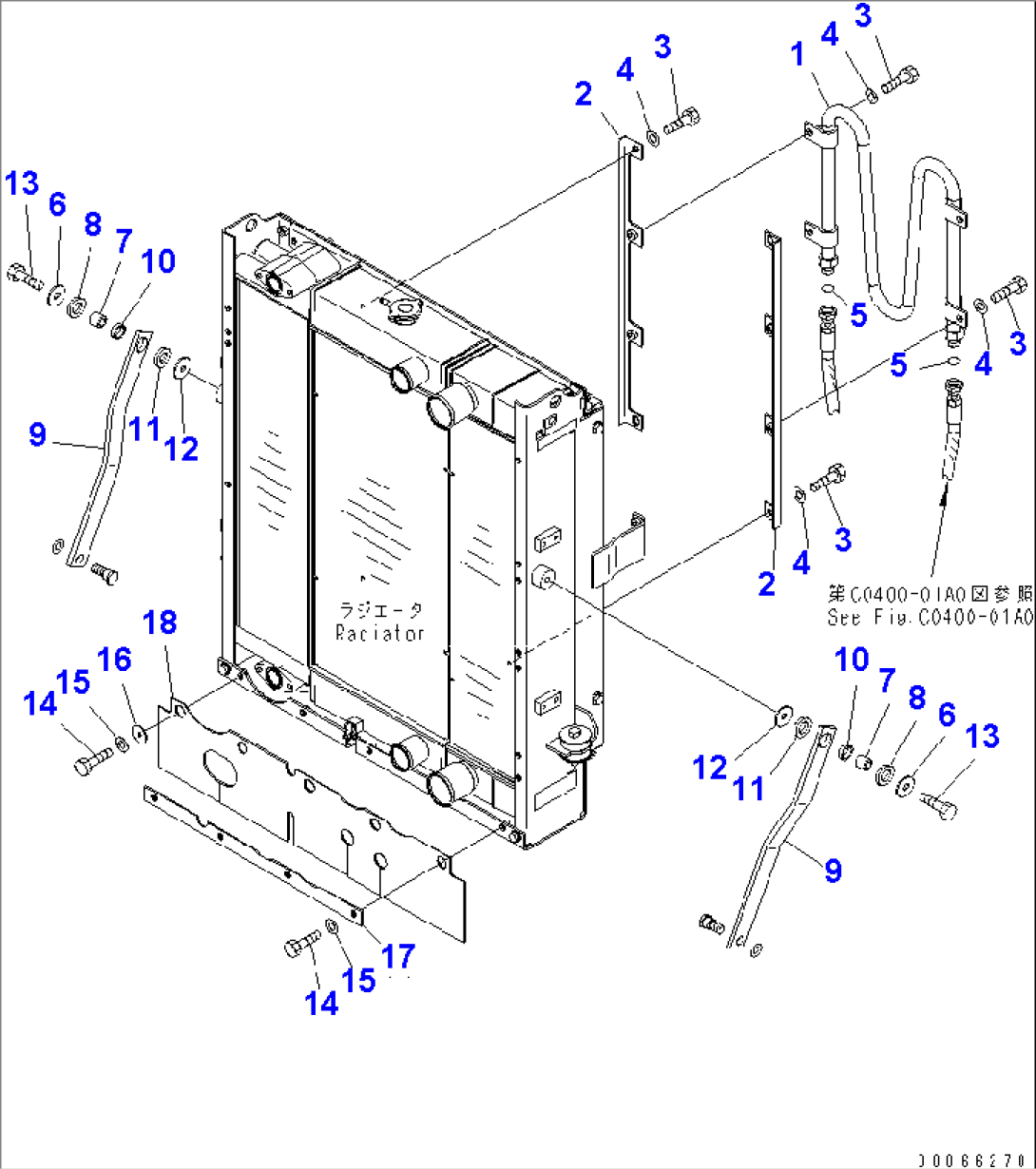 RADIATOR (PIPE COOLER AND RADIATOR MOUNTING PARTS)(#70001-)