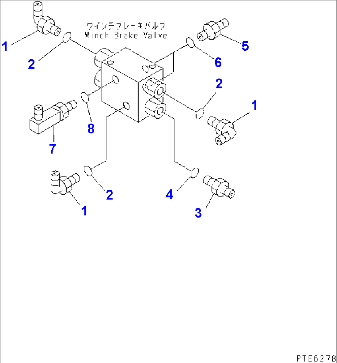 HYDRAULIC MAIN VALVE (WINCH BRAKE VALVE CONNECTING PARTS) (WITH HIGH SPEED WINCH)(#15301-)