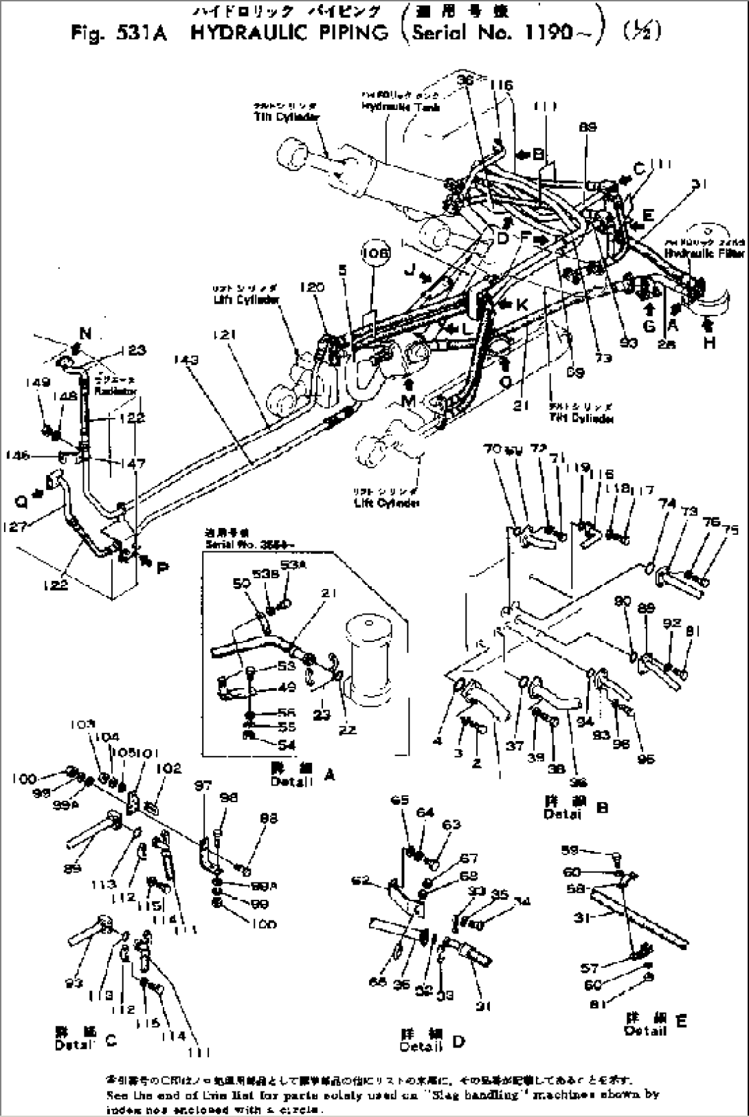 HYDRAULIC PIPING (1/2)(#1190-)