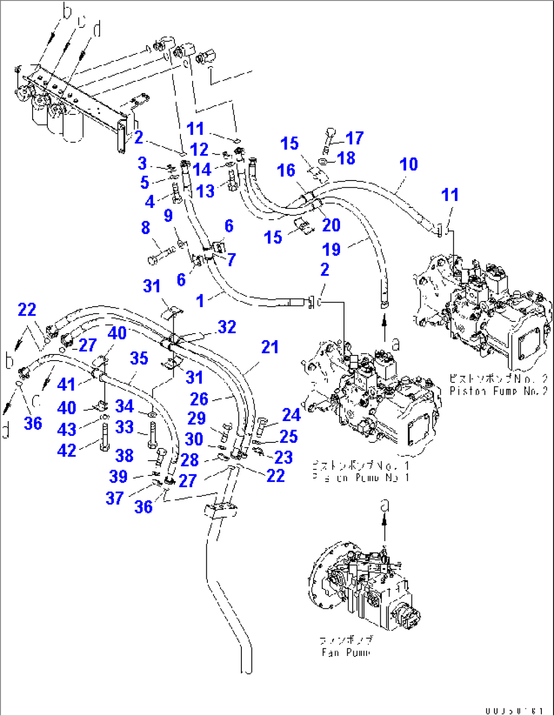 DRAIN LINES (PIPING) (INSIDE OF POWER CONTAINER) (1/2)(#20001-)