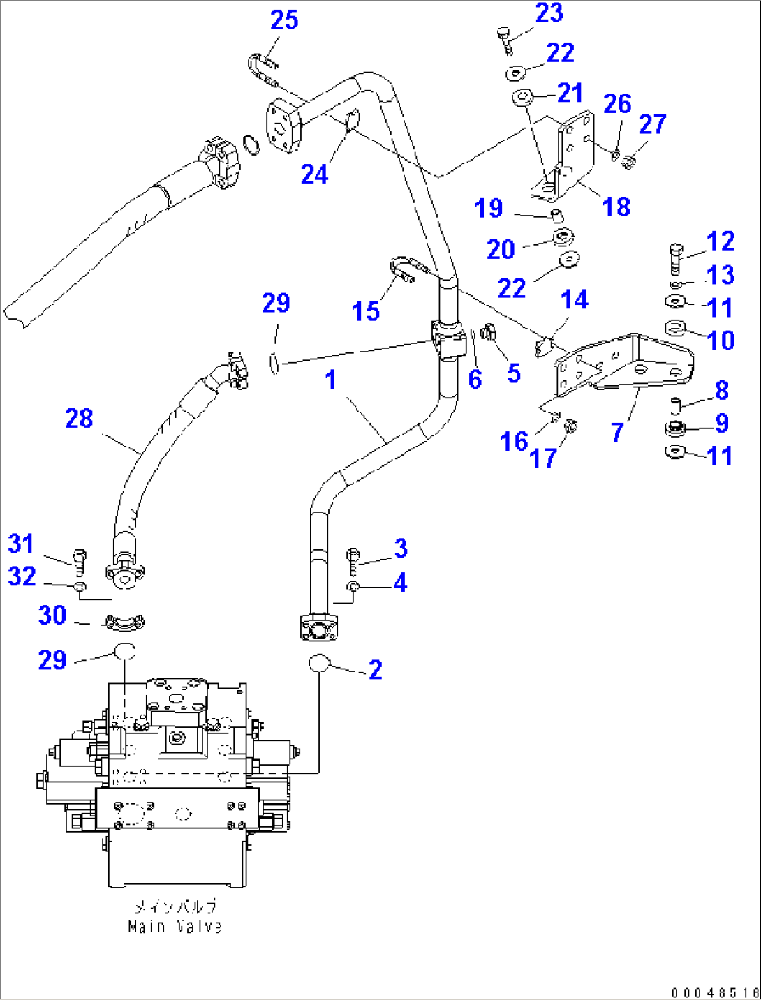 HYDRAULIC PIPING (DUMP CYLINDER BOTTOM LINE)(#55001-)