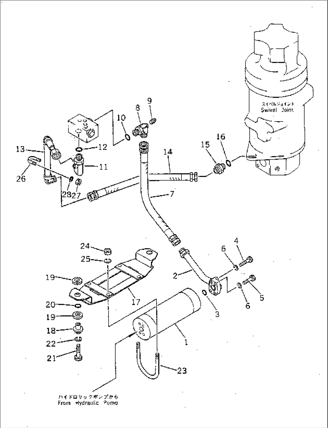 HYDRAULIC PIPING (STEERING AND SWING LINE) (MUFFLER TO SWIVEL JOINT)