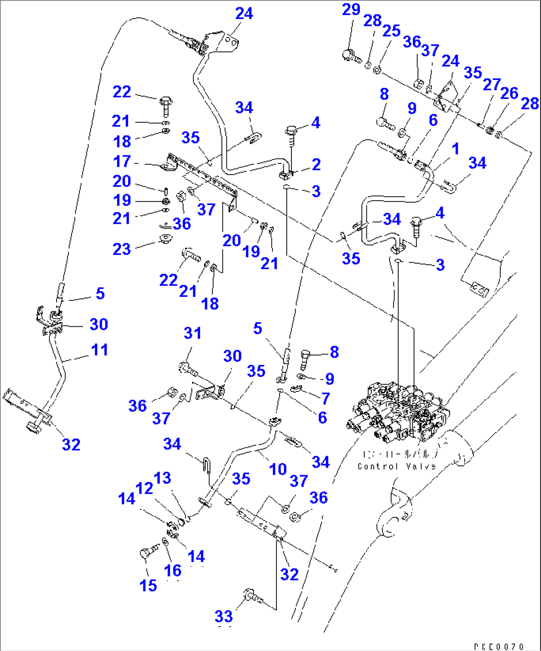 HYDRAULIC PIPING (FRONT ATTACHMENT LINE) (1/2) (WITH 4-SPOOL CONTROL VALVE)(#50001-)