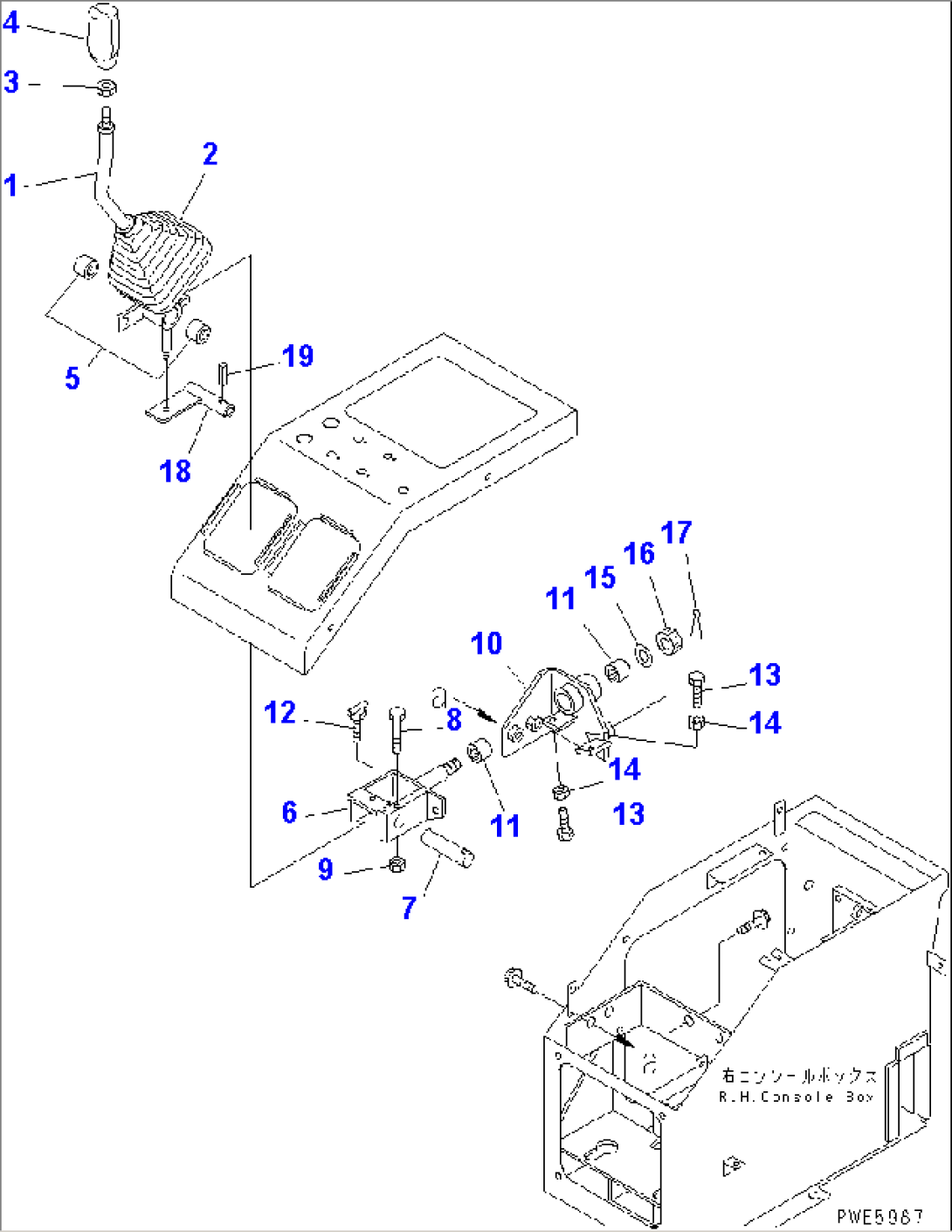 LOADER CONTROL (ATTACHEMENT CONTROL LEVER) (WITH 4-SPOOL OR 5-SPOOL CONTROL VALVE)