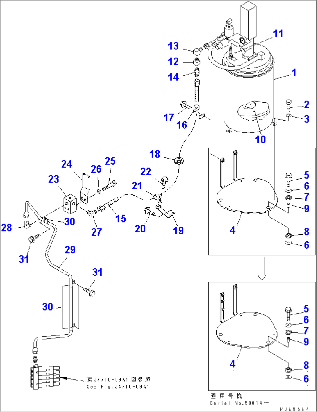 AUTO GREASE (GREASE PUMP AND REAR FRAME INJECTOR LINE)(#50001-50017)