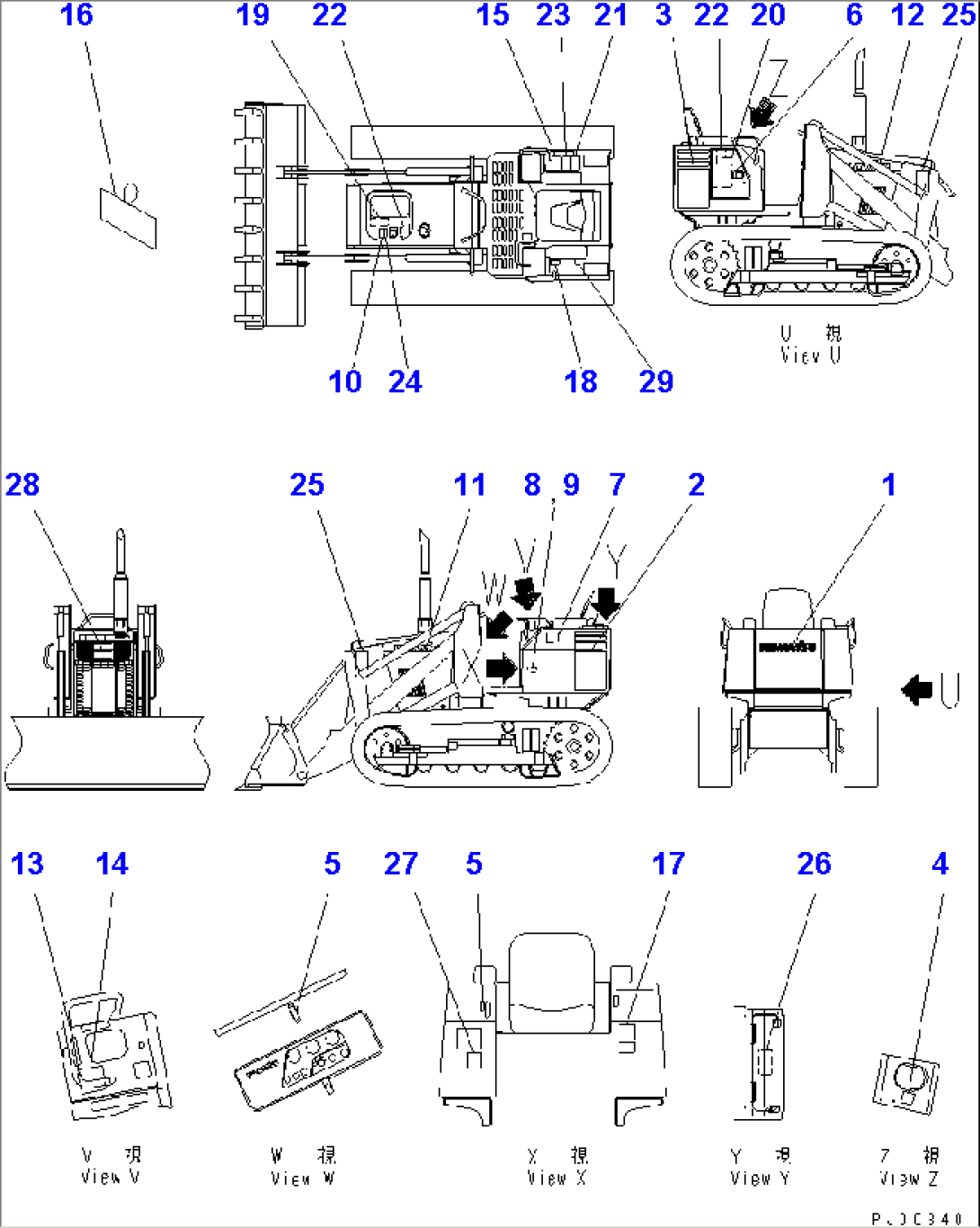 MARKS AND PLATES (JAPANESE) (FOR ROPS CAB)(#61201-)