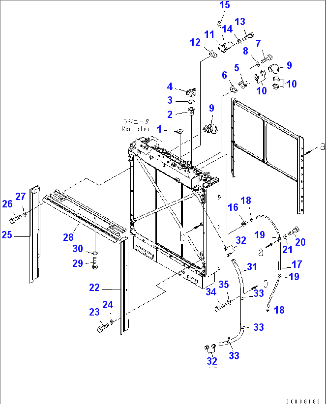 COOLING (RADIATOR PIPING) (WITHOUT CAB) (WITH LOCK CAP)(#85014-85022)