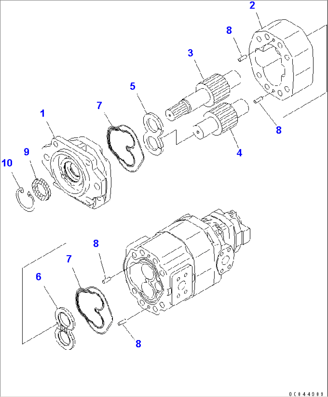 HYDRAULIC GEAR PUMP (SDR100+100+SB8) (1/3)(#2001-2427)