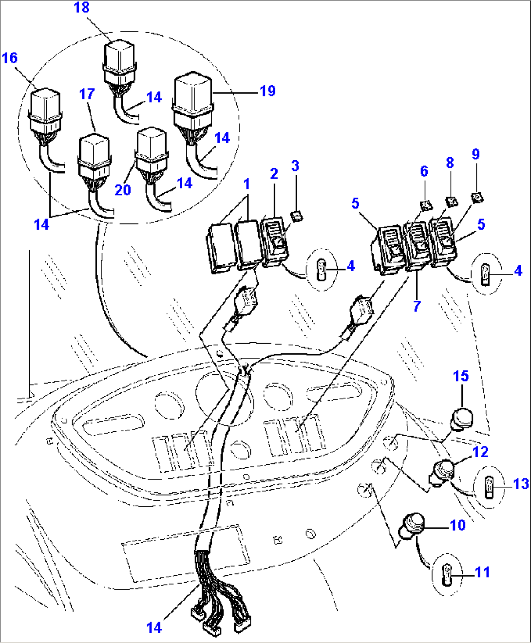 FIG. E1440-01A0 SIDE DASHBOARD - SWITCHES AND RELAYS