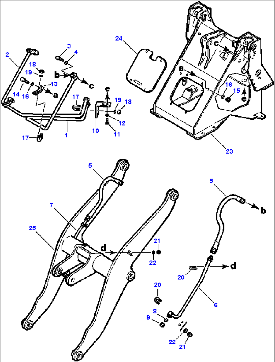 HYDRAULIC PIPING (FRONT ATTACHMENT - FRAME TO LIFT ARMS)