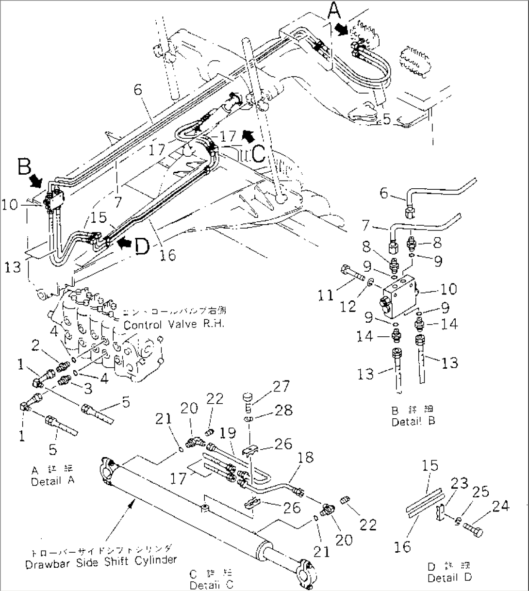 HYDRAULIC PIPING (DRAWBAR SHIFT CYLINDER LINE)