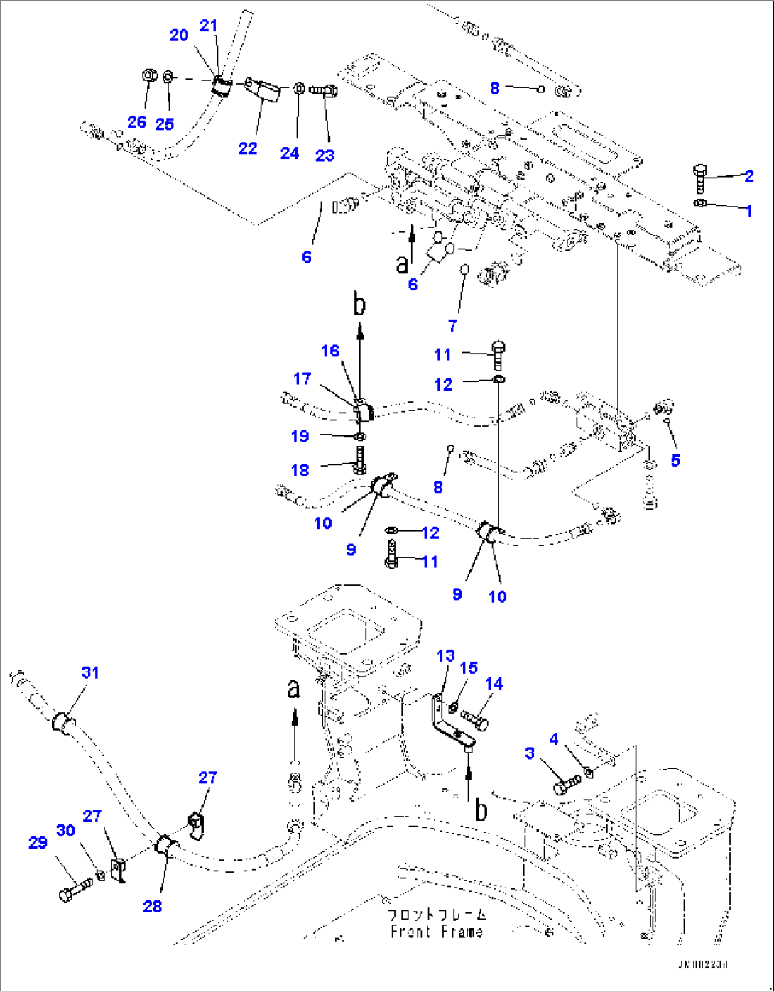 Front Brake Oil Piping, Piping Mounting (#5001-)