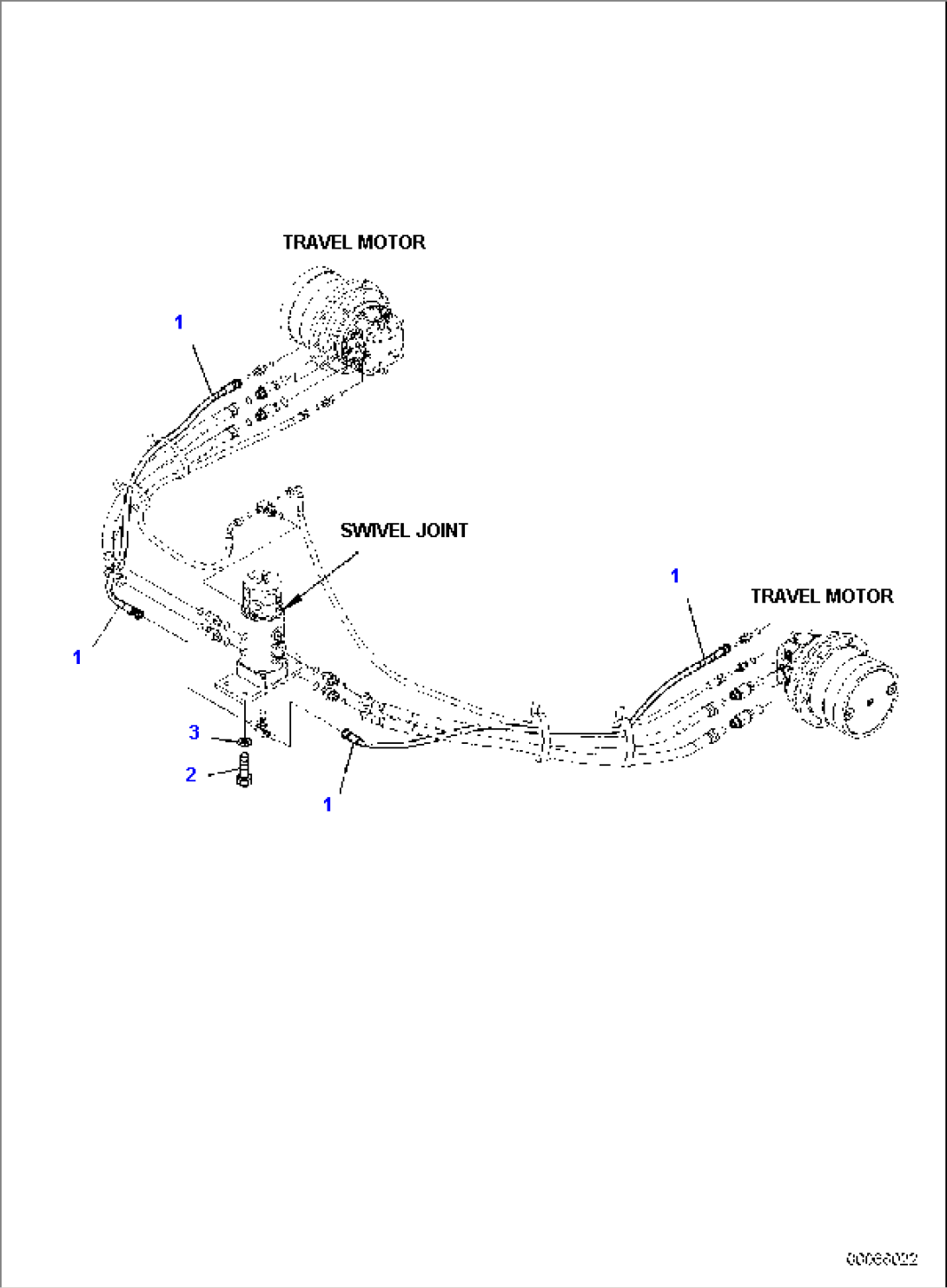TRACK FRAME, TRAVEL MOTOR PIPING, LOWER (1/2)