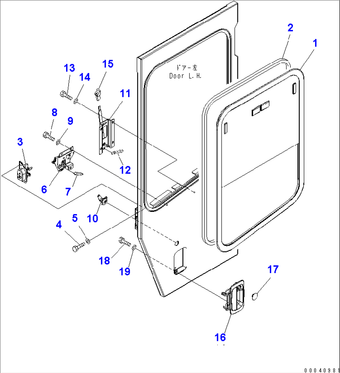 ROPS CAB (DOOR SASH AND LOCK¤ L.H.)(#A37001-A37046)